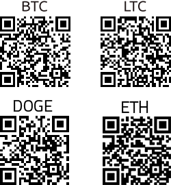 BTC, LTC, DGC, and ETH QR codes